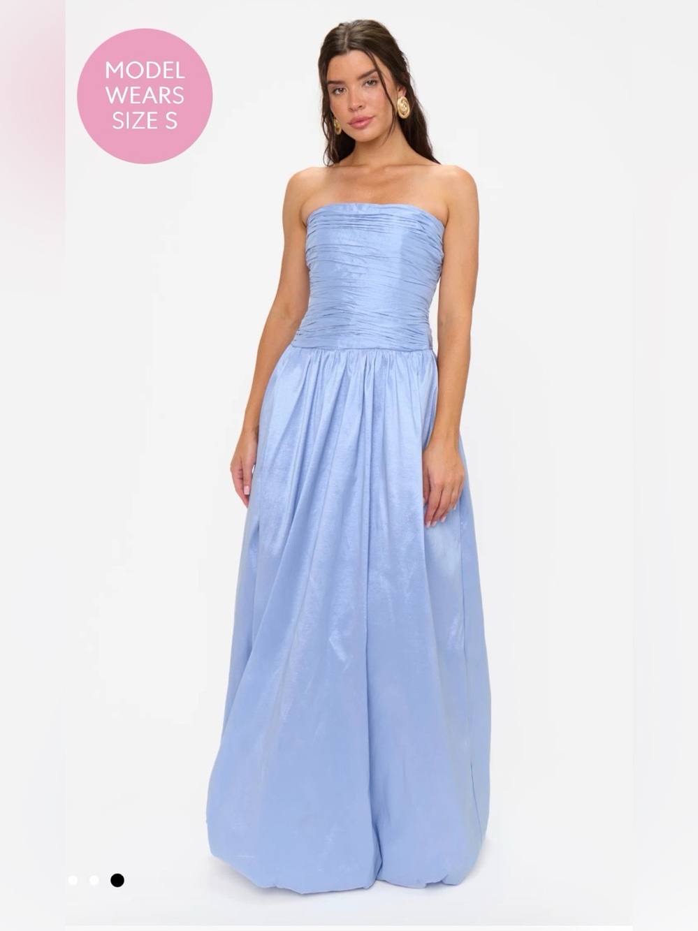 Strapless Light Blue Evening Gown